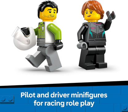 LEGO City Jato vs. Carro - Kit de Construção com Avião, Supercarro e Minifiguras de Piloto e Motorista - Ideia de Presente de Aniversário Criativa para Meninos a partir de 6 Anos - 60489