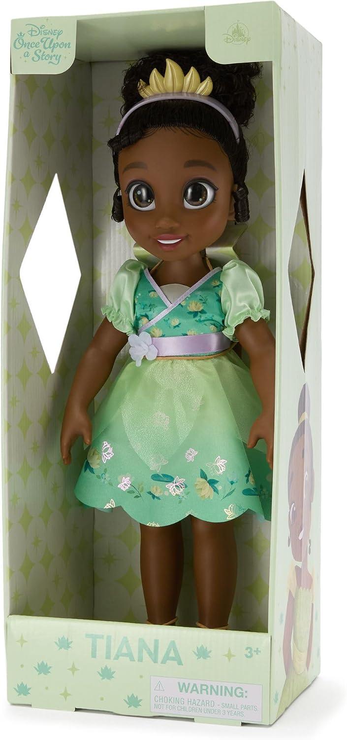 Disney Boneca Oficial Tiana da Store com Escova de Cabelo de Brinquedo, A Princesa e o Sapo, 40,5 cm / 16 pol., Coleção Once Upon a Story, Idade 3+