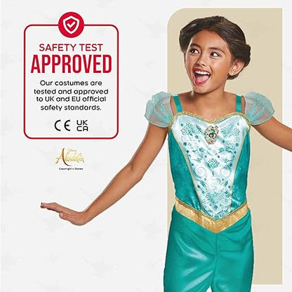 DISGUISE Fantasia oficial clássica oficial da Disney Princesa Jasmine para crianças, fantasia de Aladdin para crianças, fantasia de princesa Jasmine para meninas, fantasia de princesa árabe, fantasia do Dia Mundial do Livro para meninas
