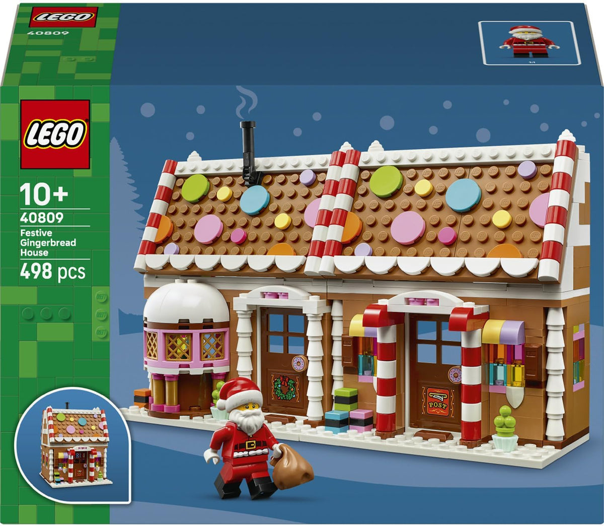 LEGO Casa de Pão de Mel Festiva 40809 | Brinquedo para meninas e meninos a partir de 10 anos, conjunto de artesanato natalino, minifigura do Papai Noel e acessórios, ideia de presente...