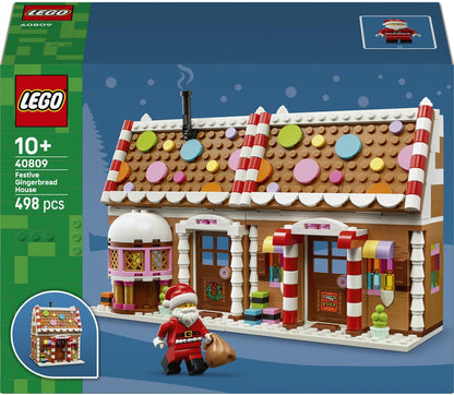LEGO Casa de Pão de Mel Festiva 40809 | Brinquedo para meninas e meninos a partir de 10 anos, conjunto de artesanato natalino, minifigura do Papai Noel e acessórios, ideia de presente...