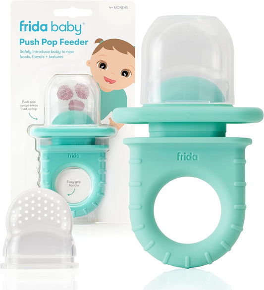 Frida Baby  Alimentador Push Pop, Chupeta de Desmame para Bebês para Alimentos Frescos e Congelados, Alimentador de Silicone para Bebês, Introduza Novos Alimentos com Segurança, Pode Ir à Máquina de Lavar Louça