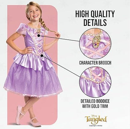 DISGUISE  Fantasia oficial de Rapunzel de luxo da Disney para meninas, fantasia de Rapunzel para crianças, vestido extravagante, roupa emaranhada para meninas, fantasias de princesa para meninas, fantasias do Dia Mundial do Livro para meninas S