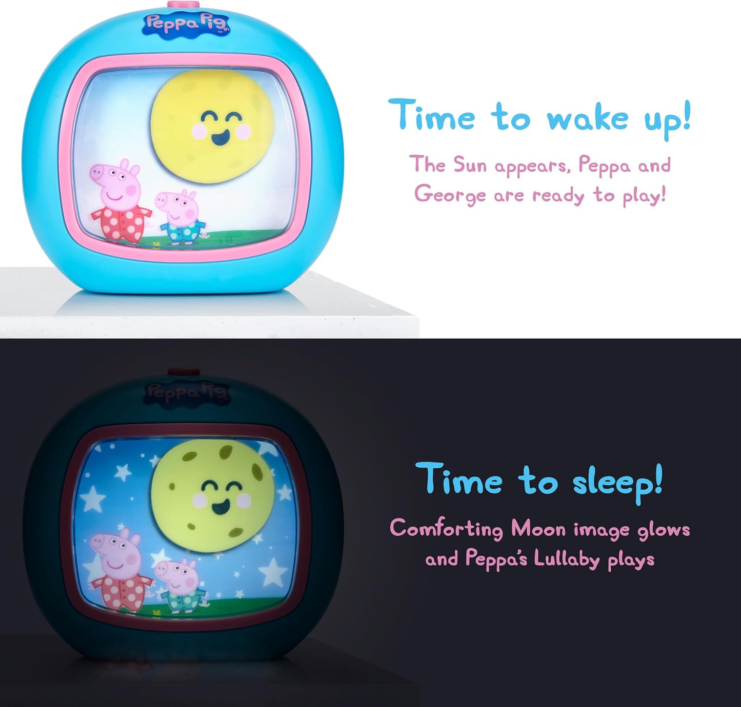 WOW! STUFF Peppa Pig Sleep Trainer | Auxiliar de sono pré-escolar | Luzes e sons | Para crianças de 3, 4 e 5 anos, multicolorido