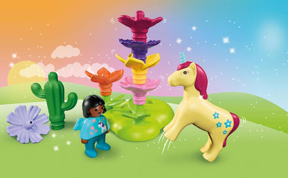 Playmobil | JÚNIOR | JÚNIOR: Jardim de Fadas com Unicórnio | Conjunto de Jardim Mágico com Fada, Unicórnio e Flores Empilháveis | Para Crianças a partir de 1 Ano | 72087