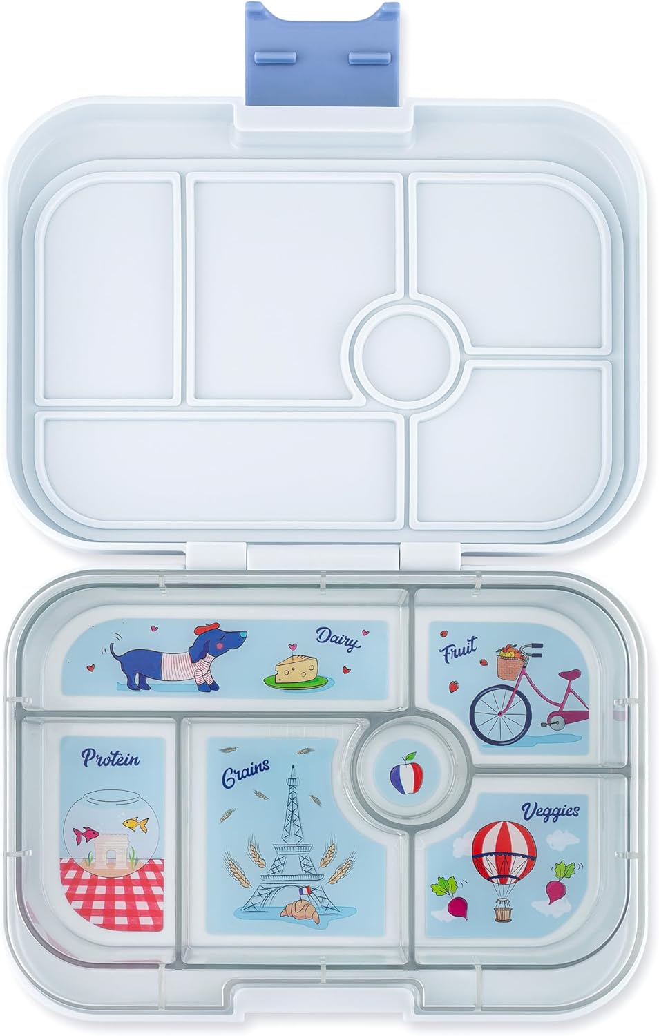yumbox Recipiente original de lancheira Bento à prova de vazamentos para crianças (cinza nebuloso (bandeja de Paris))
