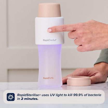 Nuby Kit com 2 Mamadeiras de Vidro Anticólicas RapidBottle - Mamadeira Rápida com Revestimento de Silicone e Bico Semelhante ao Seio Materno | Alimentação Rápida | Sem Microplásticos | Esterilização Rápida | 266ml