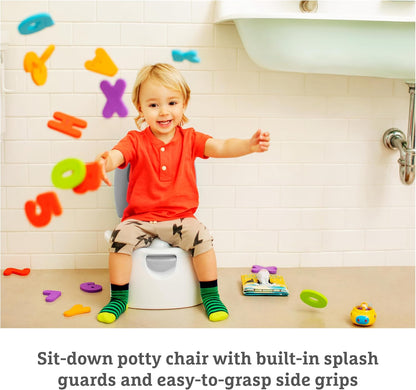 Munchkin Assento sanitário 90342, branco, assento sanitário Munchkin resistente | Assento sanitário para treinamento de penico com alças e pernas | Assento sanitário portátil para crianças pequenas | Cinza