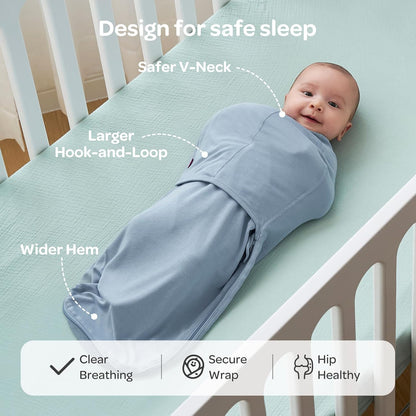 Momcozy Mantas para Recém-Nascidos de 0 a 3 Meses, com Fecho Silencioso, Fáceis de Usar para Pais de Primeira Viagem, Reduzem o Reflexo de Sobressalto, Pacote com 2, Serenity
