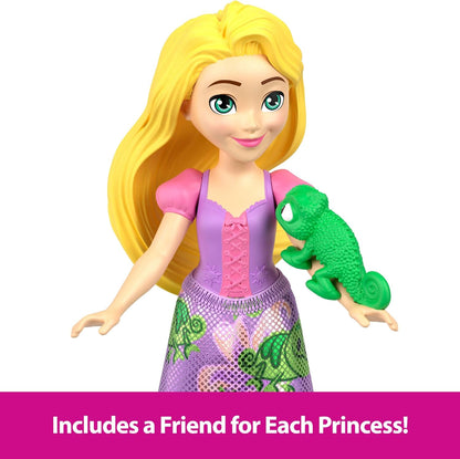 Disney Conjunto Mattel Princess & Friends com 5 bonecas pequenas articuladas com saias ou calças removíveis e 5 figuras de amigas, inspirado nos filmes da Disney, JBL33