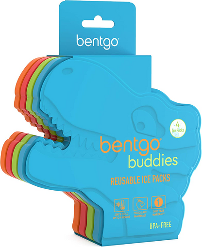 Bentgo Pacotes de gelo reutilizáveis Buddies - Pacotes de gelo finos para lancheiras, lancheiras e refrigeradores - Pacote com 4 cores multicoloridas (Foguete)