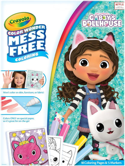 CRAYOLA Color Wonder - Casa de Bonecas da Gabby | Livro de Colorir Sem Sujeira (Inclui 18 Páginas para Colorir e 5 Canetinhas Mágicas Color Wonder) | Para Crianças a partir de 3 Anos