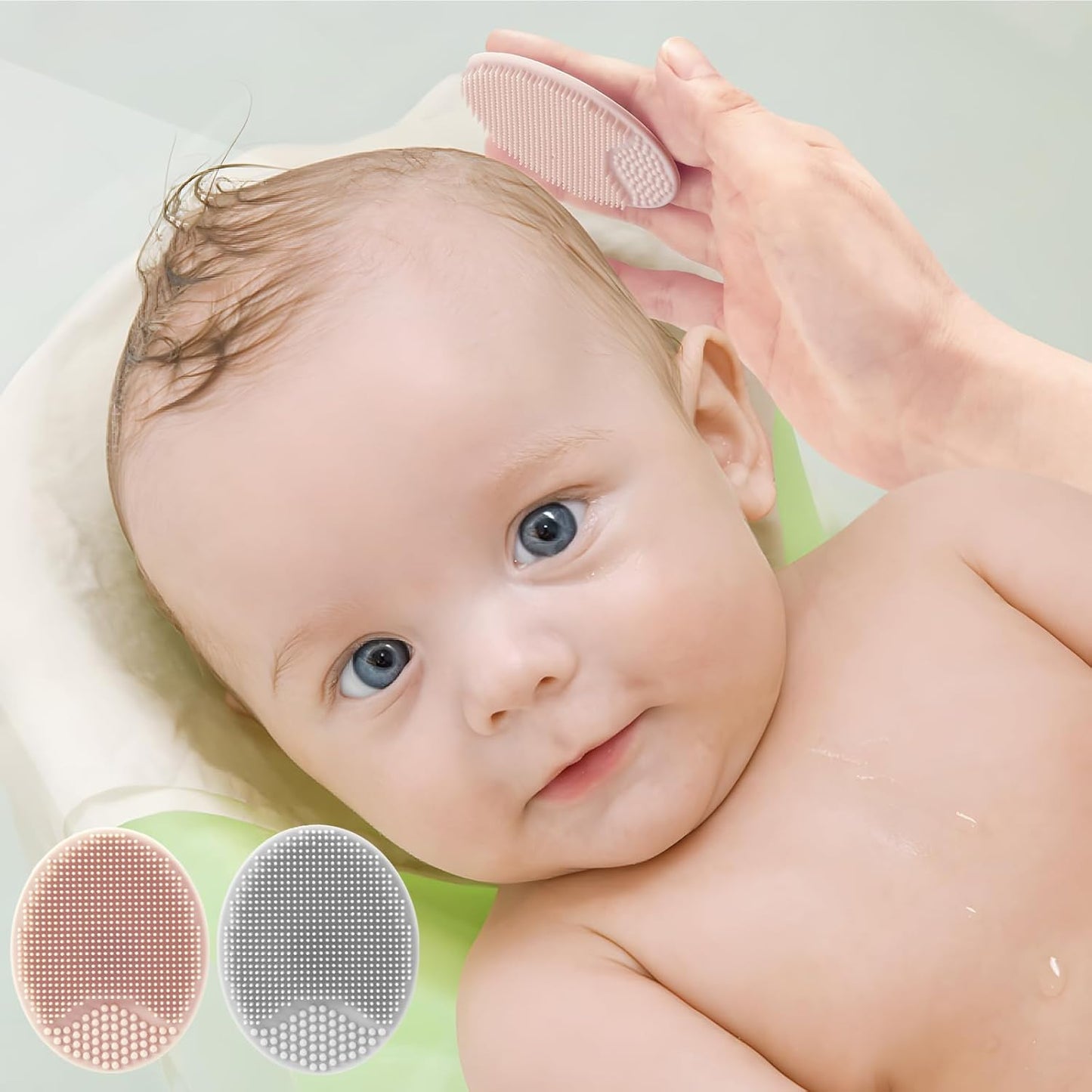 PandaEar Copo de Enxágue para Banho de Bebê, Enxágue de Shampoo de Silicone para Bebê com 2 Escovas para Crosta Láctea para Lavagem do Corpo de Crianças e Bebês (Cinza)