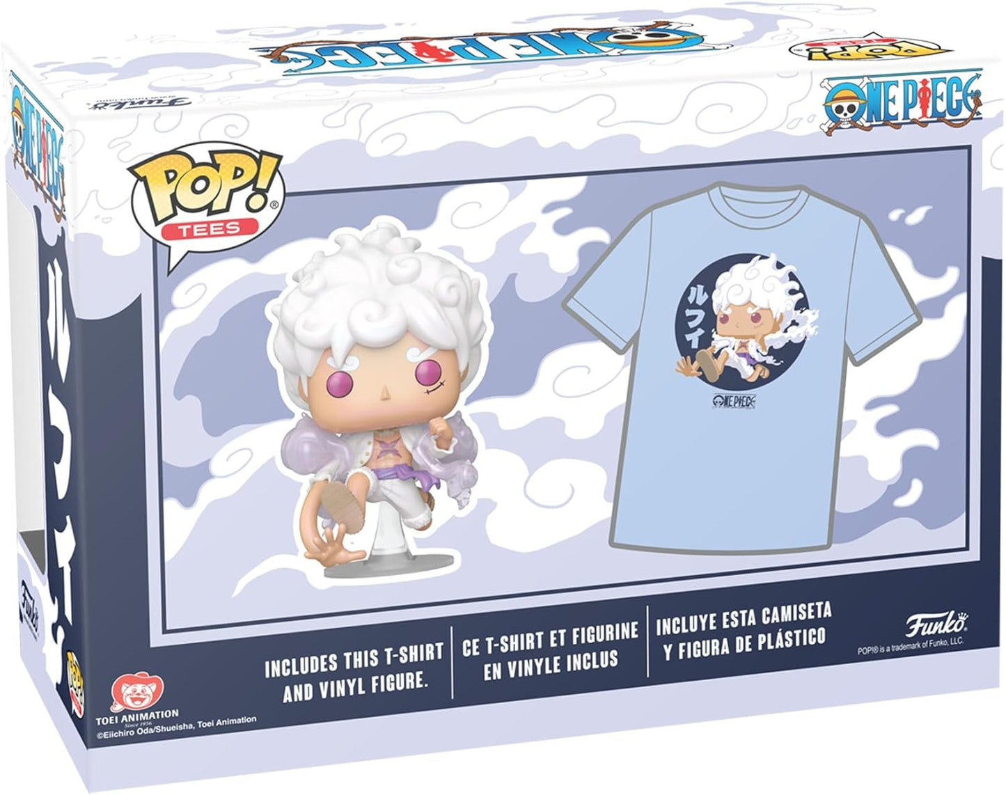 Loungefly POP! & TEE: OP - Luffy Fifth Gear - G - One Piece - Camiseta - Roupas com boneco de vinil colecionável - Ideia para presente - Brinquedos e blusa de manga curta para adultos, unissex, homens e mulheres - Fãs de anime