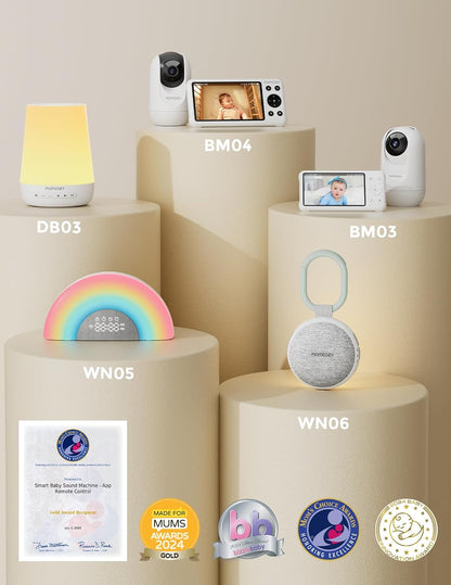 Monitor de bebê com vídeo Momcozy, monitor de bebê HD 1080P de 5" com câmera e suporte de parede, visão noturna infravermelha, bateria de 5000 mAh, áudio bidirecional, sensor de temperatura, canções de ninar, alcance de 300 metros, BM01