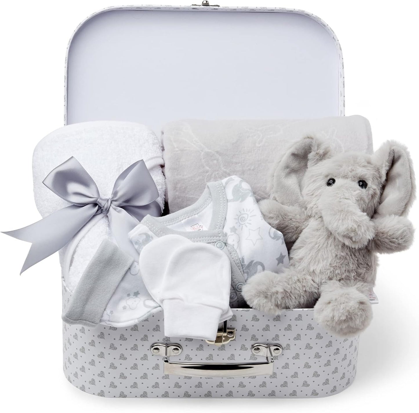 Presentes personalizados para bebês - Cesta para recém-nascidos em caixa de lembranças branca, inclui edredom de zebra para bebês, caixa de bebê, conjunto de presentes para recém-nascidos - 3 itens essenciais para bebês