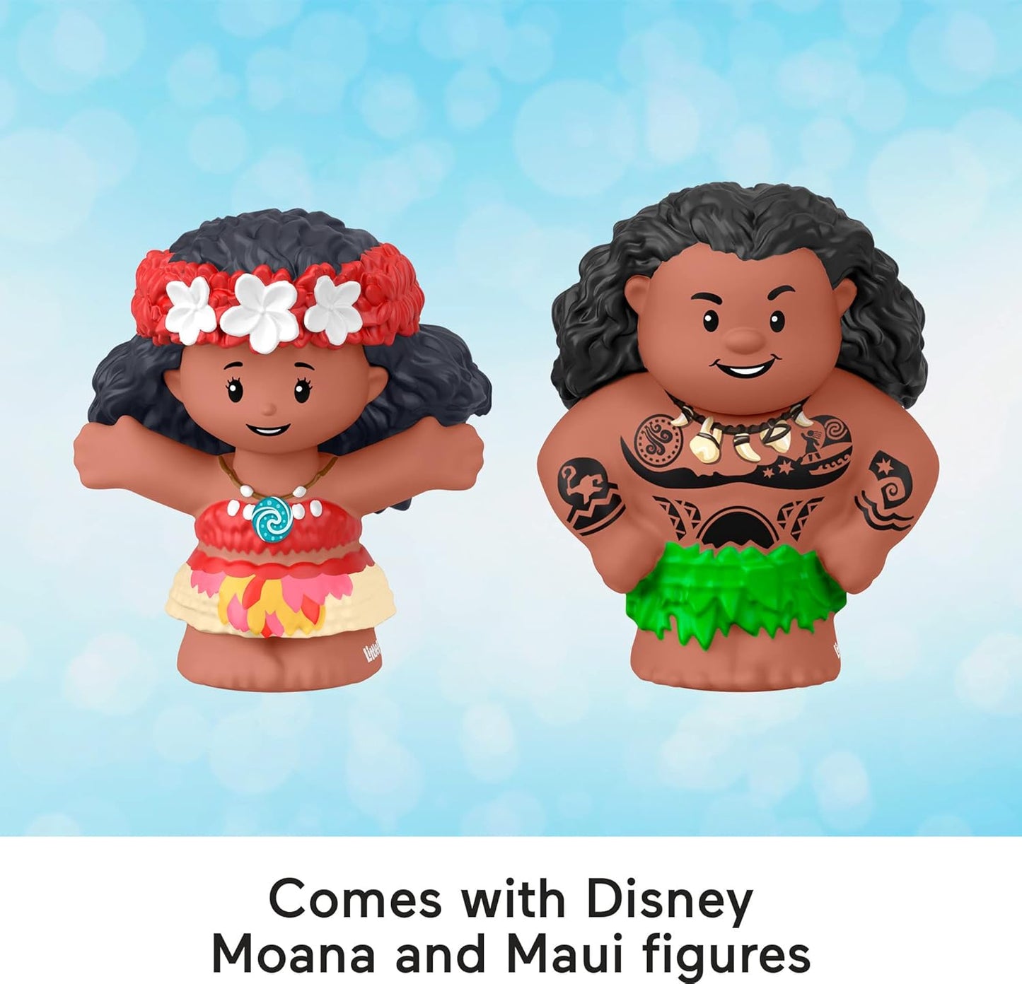 Brinquedo Fisher-Price Little People para crianças pequenas: Canoa à Vela da Princesa Moana e do Maui da Disney com figuras para brincar de faz de conta. Idade recomendada: 18+ meses. HNR27