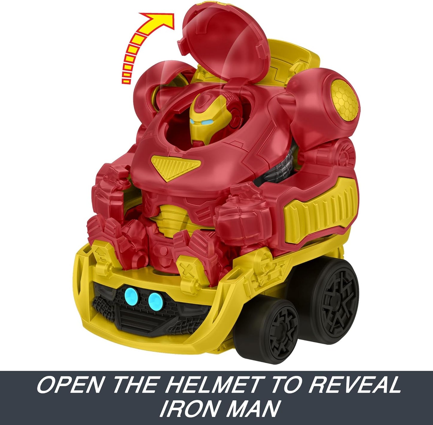 Hot Wheels  RacerVerse Marvel Hulkbuster Hauler, transporte e armazene até 10 veículos de brinquedo, cabine removível com capacete rebatível e figura não removível, HRY02