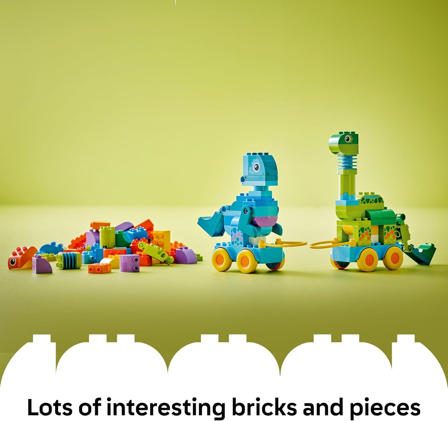 LEGO DUPLO 3 em 1 Dinossauros sobre Rodas - Brinquedo Educativo para Meninos e Meninas a partir de 3 Anos para Construir Figuras de Dinossauros Diplodoco e T. Rex, Triceratops e Estegossauro ou Pteranodonte e Parassaurolofo - 10451