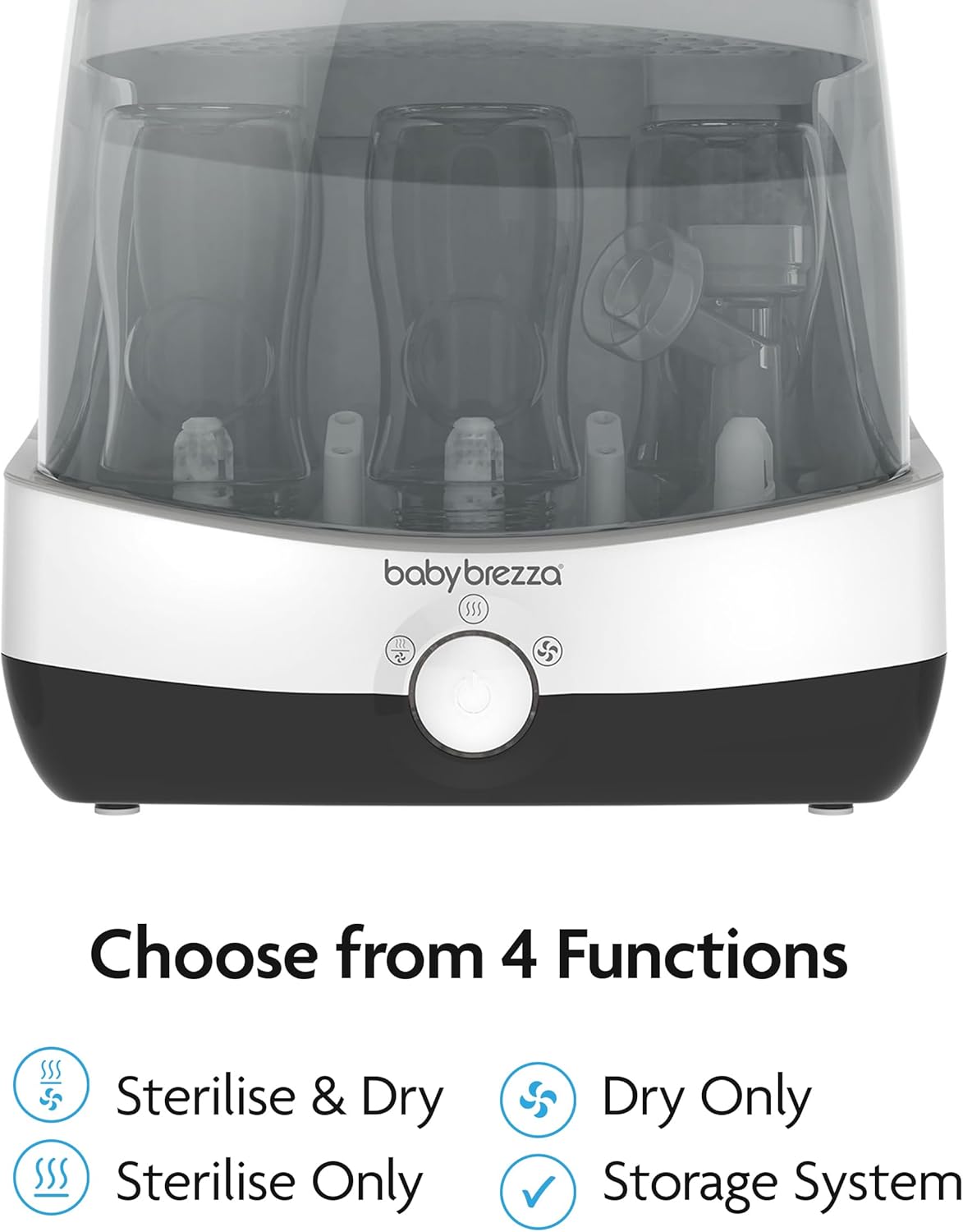 Baby Brezza Esterilizador e Secador SuperFast Baby Brezza – Esteriliza mamadeiras em 10 minutos, o mais rápido do mercado – Esteriliza e seca mamadeiras, peças de bombas de leite, chupetas e acessórios em uma única etapa – Grande capacidade universal