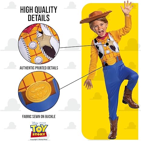DISGUISE Disfraz oficial de Woody clásico de Disney para niños, incluye sombrero de Woody, disfraz de vaquero para niños, disfraz de Woody, disfraz de Toy Story, disfraces del Día Mundial del Libro para niños