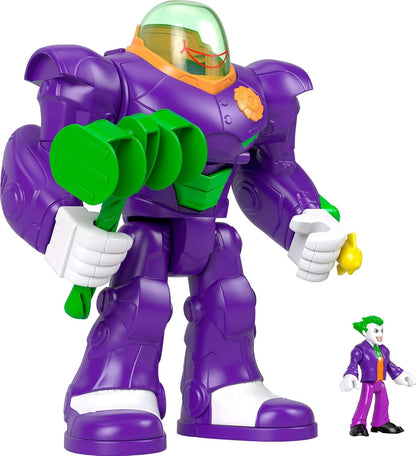 Fisher-Price Imaginext DC Super Friends, Robô Martelo do Coringa, Figura de Ação de 7,6 cm e Conjunto de Acessórios, Brinquedo de 26,7 cm Inclui Lançador, Projétil e Ejetor