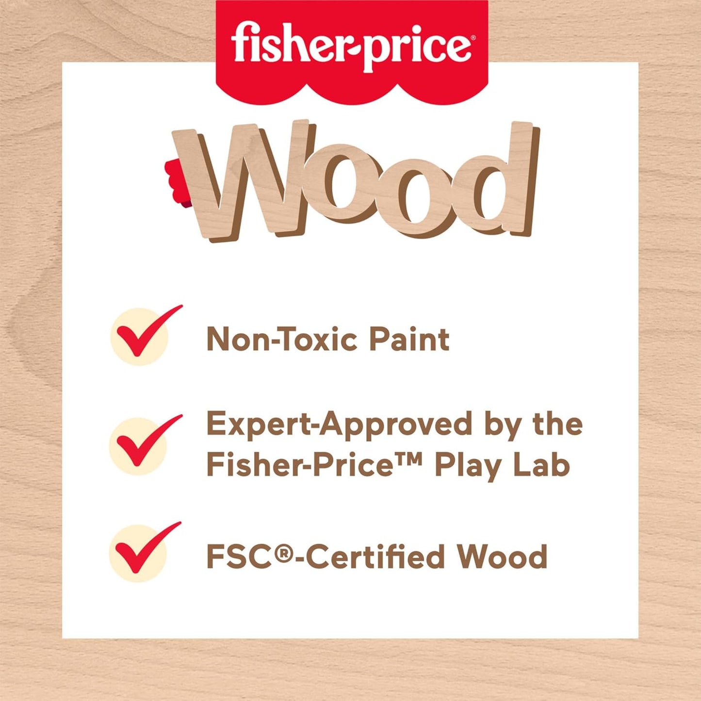 Fisher-Price Brinquedos de madeira para bebês, animais de empurrar, conjunto de 2 veículos de madeira com rodas de silicone para bebês a partir de 6 meses de idade, JFN19