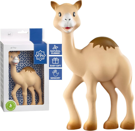 VULLI Sophie la Girafe Al' Thir the Camel Companion Brinquedo de dentição para bebês, 100% borracha natural sem ftalato Fácil de segurar Mordedor para bebês adequado para bebês recém-nascidos - caixa de presente