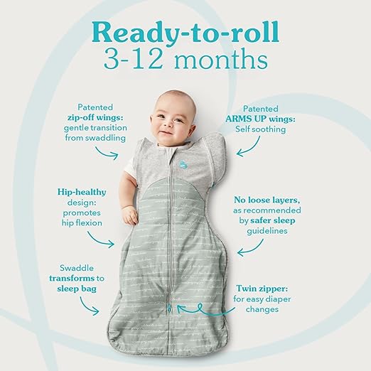 Love To Dream Manta de Transição Swaddle Up, Tamanho Médio (6-8,5 kg), Cor North Star Branca, Ajuste Perfeito, Abas Removíveis com Zíper, 1,5 Tog, Adequada para Temperaturas Amenas (18-22°C), Lavável à Máquina e Dupla Face