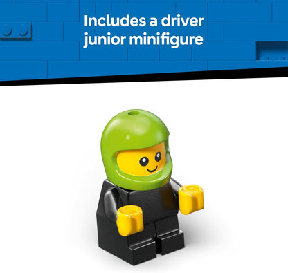 LEGO City Rides – Carro de Corrida de Brinquedo - Mini Conjunto de Construção com Minifigura de Piloto Júnior - Lembrancinhas de Festa - Pequeno Presente Colecionável para Meninos a partir de 5 Anos - 60484