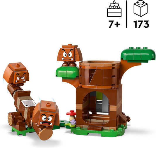 Conjunto de playground LEGO Super Mario Goombas, colecionável Nintendo para crianças, conjunto de brinquedos de aventura, gangorra edificável, 3 figuras, presente para meninos, meninas e fãs de 7 anos ou mais,
