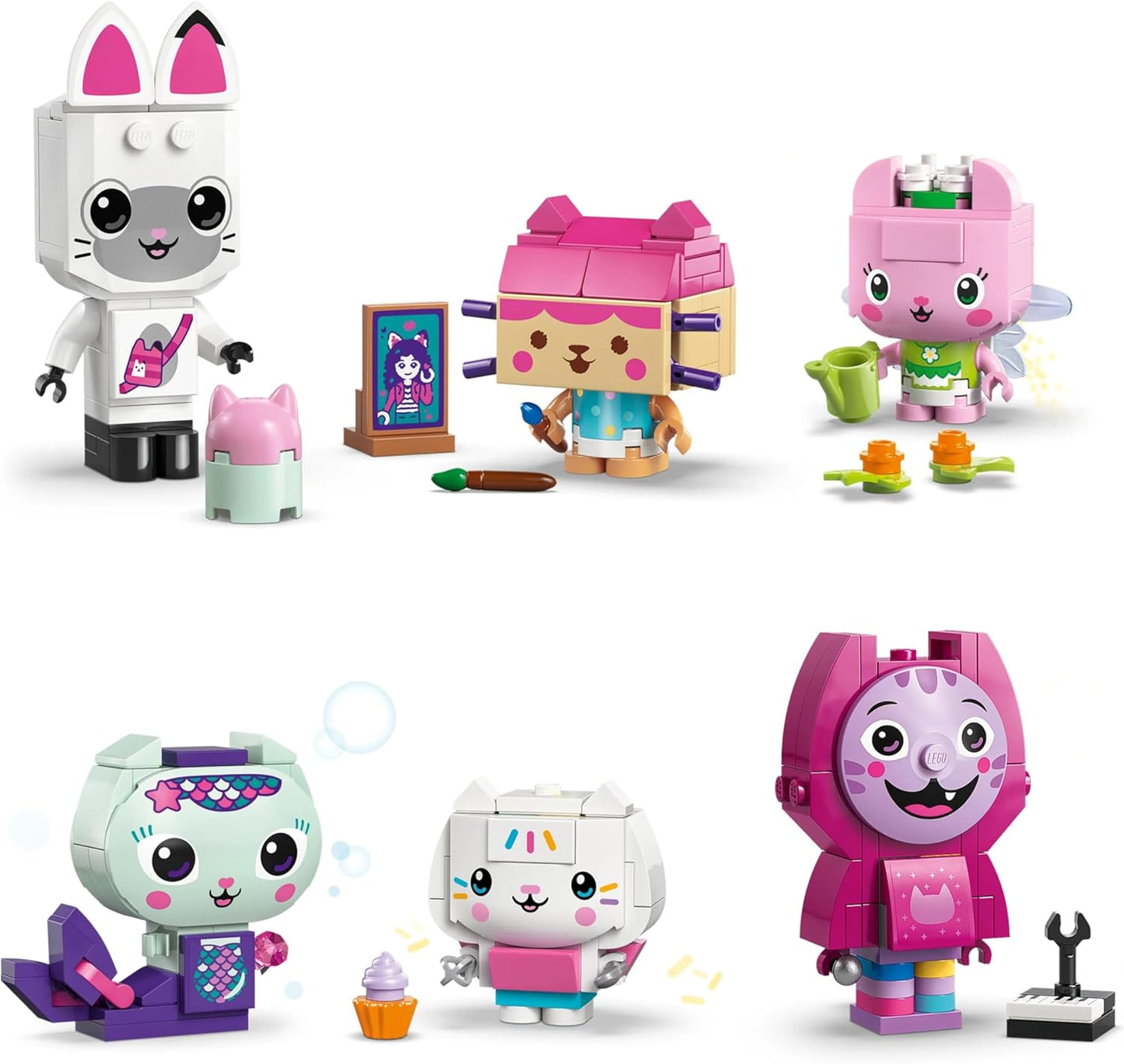 LEGO Casa de Bonecas da Gabby e Amigos Felinos da Gabby - Brinquedo Criativo com 6 Figuras de Animais, incluindo Sereia Gata e Gatinha Fada, além de Suportes de Exibição - Presente para Meninas a partir de 6 Anos e Fãs da Série de TV - 11215