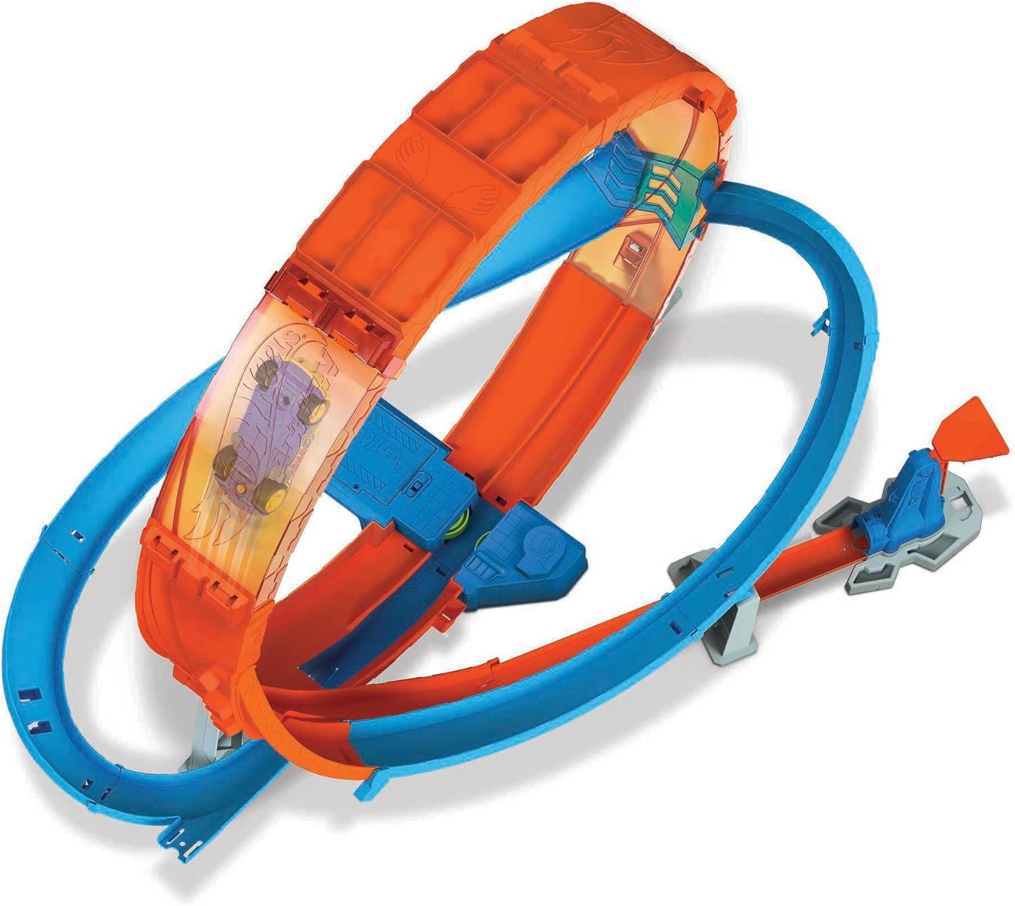 Conjunto de Pista Hot Wheels Massive Loop Mayhem com Pista Enorme de 71 cm de Altura, Lançador Loop Slam, Caixa de Bateria e 1 Carrinho Hot Wheels em Escala 1:64, Projetado para Brincar com Vários Carrinhos, Presente para Crianças a partir de 5 Anos HCB00