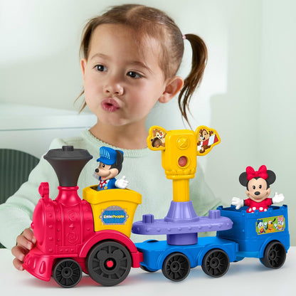 Fisher-Price Brinquedo Little People Disney Jr Trem Musical Mickey e Minnie com 2 Figuras para Brincar de Faz de Conta para Crianças a partir de 18 Meses, JKB04