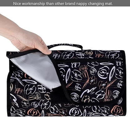 Bebamour Cambiadores de pañales portátiles con toallitas húmedas para viajes Cambiadores de bebé con almohadilla para la cabeza del bebé Cambiadores de pañales impermeables Esenciales para recién nacidos, flor