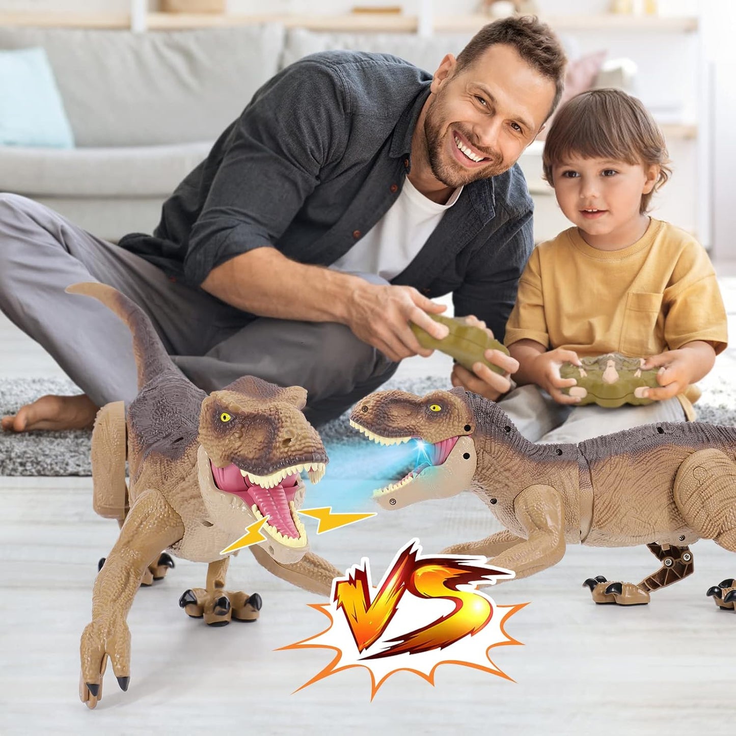 Dinossauro de Controle Remoto para Meninos - Robô Dinossauro T-Rex Andante - Presente de Aniversário para Crianças de 3 a 9 Anos - Sons Realistas e Spray