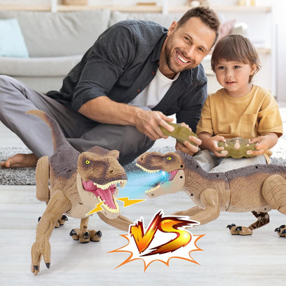 Dinossauro de Controle Remoto para Meninos - Robô Dinossauro T-Rex Andante - Presente de Aniversário para Crianças de 3 a 9 Anos - Sons Realistas e Spray