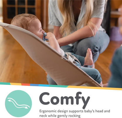 Nuby Musical Moves Baby Bouncer – 2 posições reclinadas | Música e vibração | Barra de brinquedos | Capa lavável à máquina | Adequado desde o nascimento até 9kg