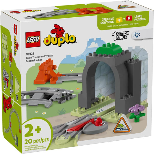 LEGO Conjunto de expansão de trilhos e túneis de trem DUPLO Town, brinquedo de aprendizagem infantil para meninos e meninas de 2 anos ou mais, conjunto Montessori para crianças em idade pré-escolar que amam brinquedos de veículos criativos