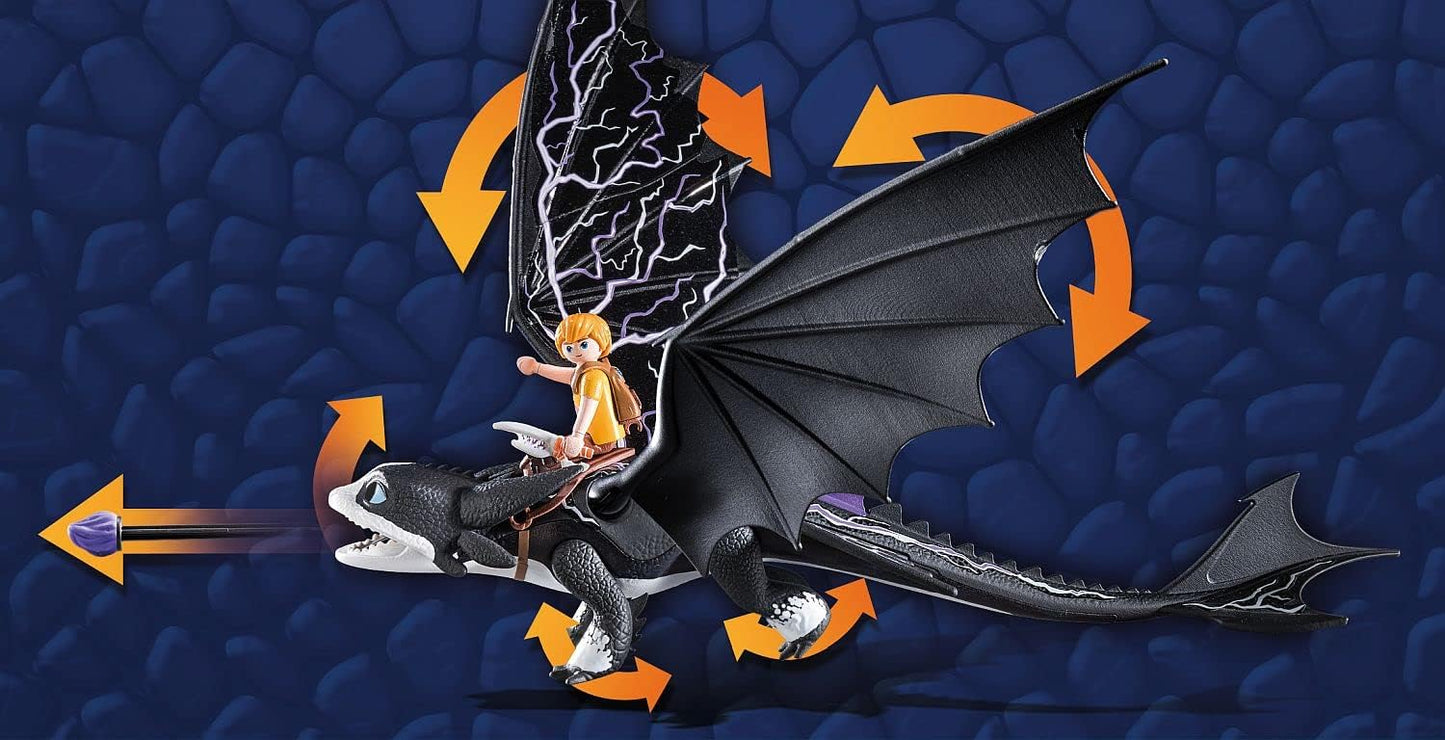 PLAYMOBIL DreamWorks Dragons 71081 Dragões: Os Nove Reinos - Trovão e Tom, Figura de Dragão com Função de Tiro e Efeitos de Luz, Brinquedo para Crianças a partir de 4 Anos