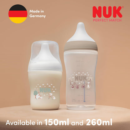 NUK Mamadeira Perfect Match | 0+ meses | 150 ml | Mamadeira anticólica | Polipropileno (PP) | Indicador de controle de temperatura | Ovelha | 1 unidade