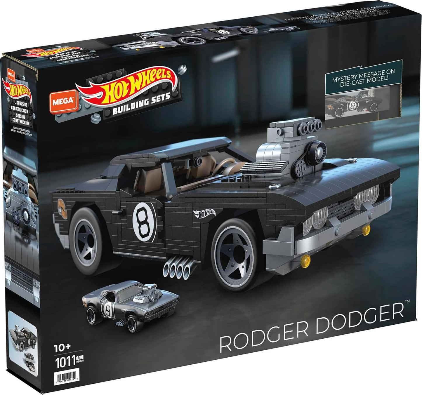 MEGA Hot Wheels Veículo de Montar Colecionável para Adultos, Escala 1:20, Roger Dodger com Recursos de Luxo e Modelo em Metal Fundido, para Fãs e Colecionadores - HDJ98