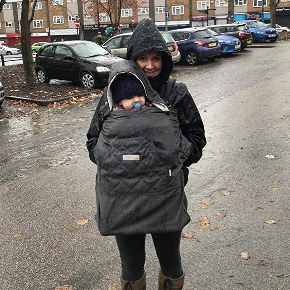 Bebear Capa de inverno para porta-bebê, capa universal com capuz para todas as estações (preta)