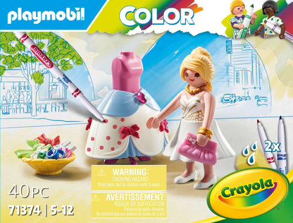 Playmobil 71374 Color Fashion Show Designer, crie designs, com marcadores e acessórios solúveis em água, dramatização imaginativa, conjuntos de jogos artísticos adequados para crianças de 5 anos ou mais