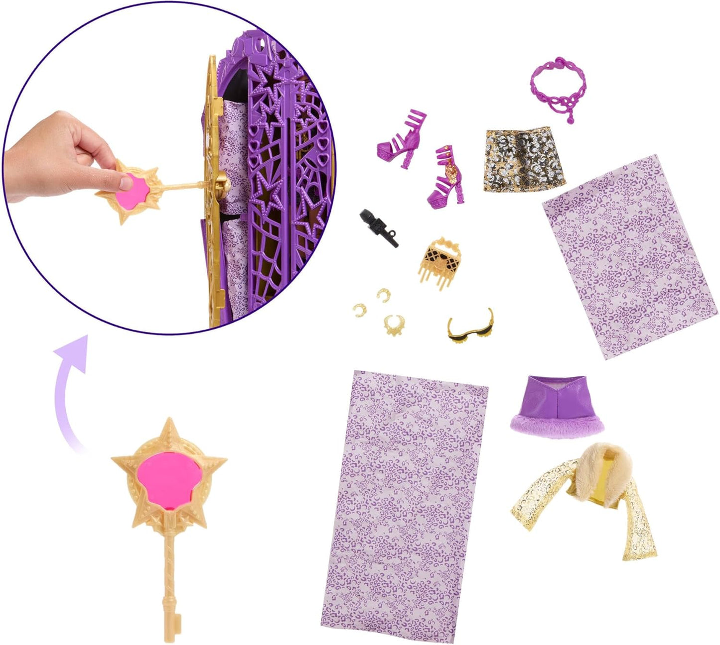 Monster High Conjunto de boneca e acessórios Skulltimate Secrets, Hauntlywood Mysteries Clawdeen Wolf com guarda-roupa revelador e mais de 19 surpresas glamorosas, como roupas para boneca, JBG80