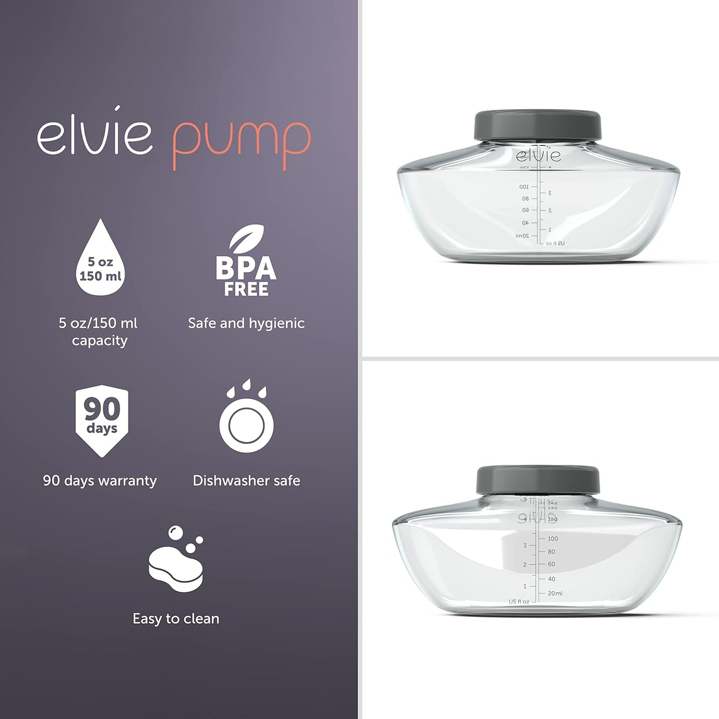 Elvie  Pump - Frascos de Armazenamento de Leite Materno - Kit com 3
