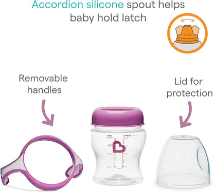 Munchkin Kit com 2 Copos de Transição Suave para Bebês | Garrafa Transparente | 118 ml | Rosa/Roxo