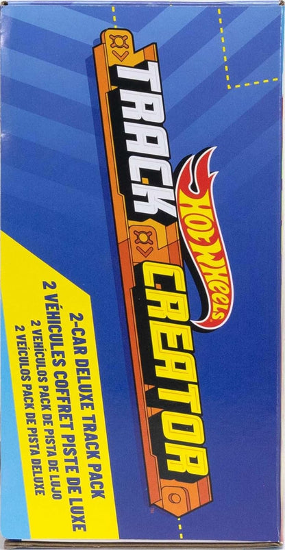 Conjunto de Pista de Carrinhos Hot Wheels, Pacote Deluxe Track Creator com 2 Veículos Die-Cast em Escala 1:64, 7,62 metros de Pista Speed Snap de Diferentes Comprimentos e Conectores, JDW42