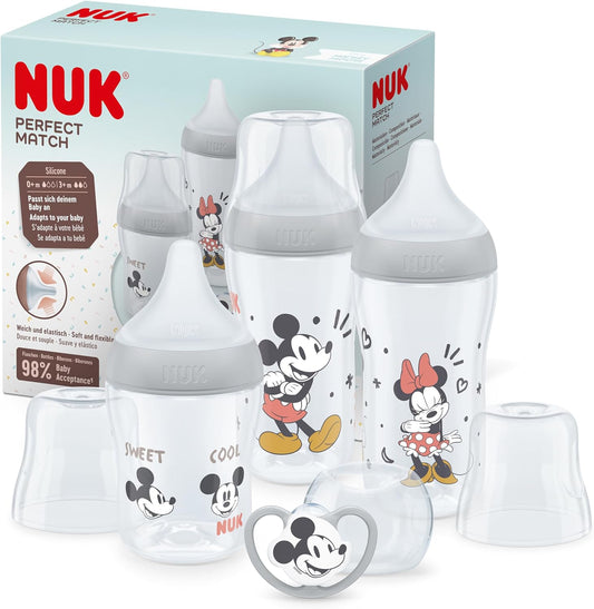 NUK Conjunto de mamadeiras de combinação perfeita Mickey & Minnie Mouse