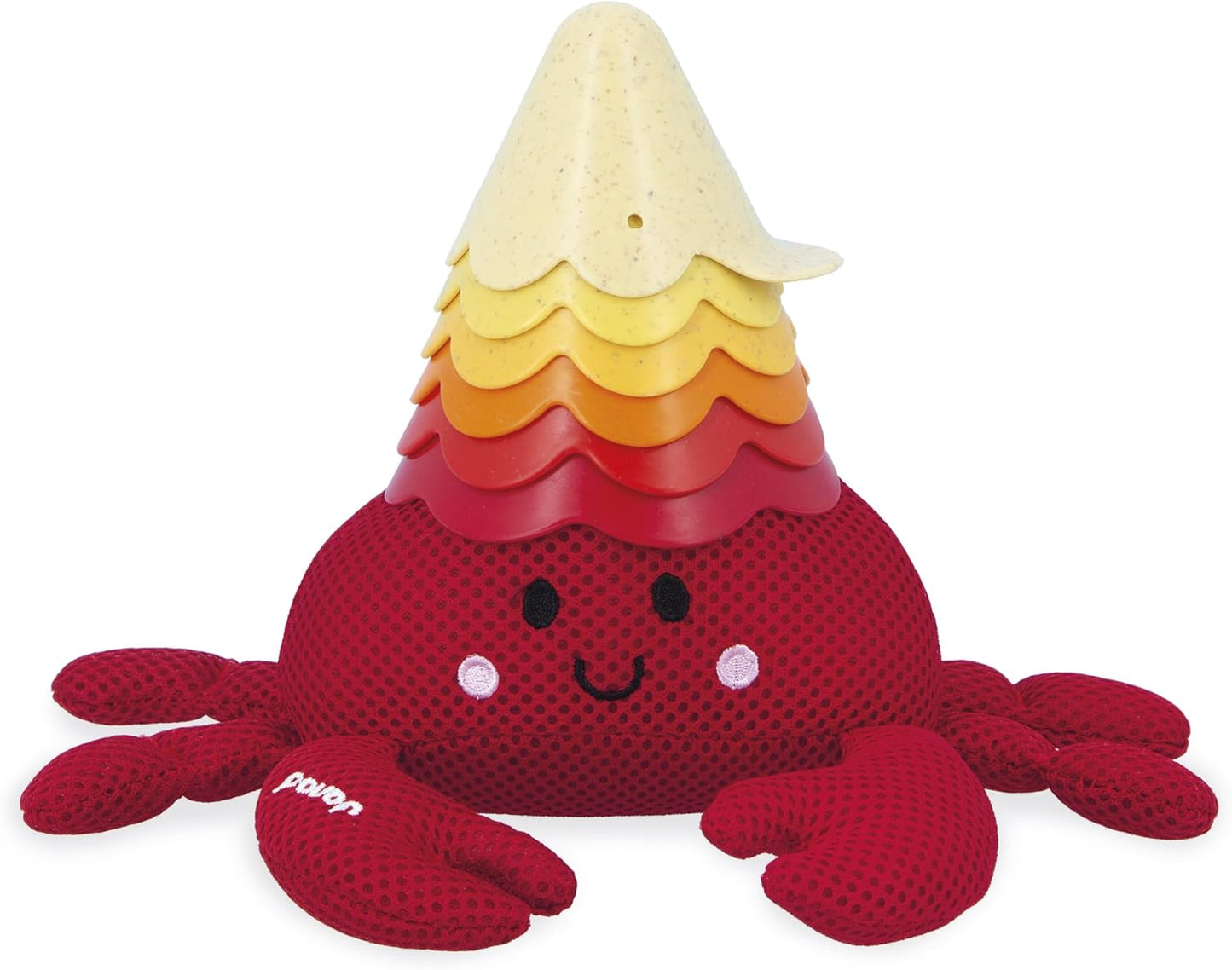 Janod - Brinquedo de banho em forma de caranguejo eremita com copos de canudo de trigo - 6 copos - Diversão aquática para bebês - A partir de 10 meses - J04734